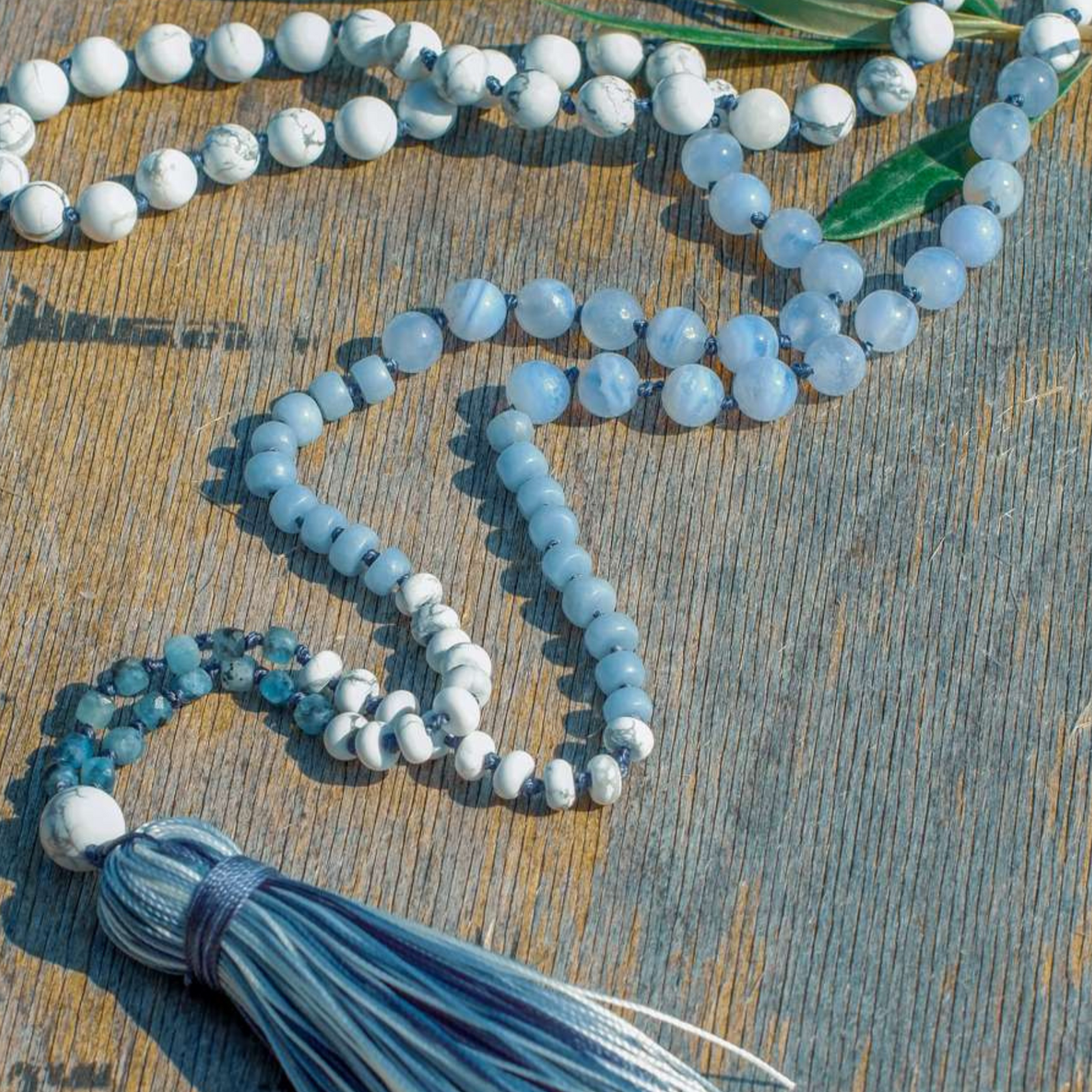Handcrafted mala with vibrant grecian-inspired beads