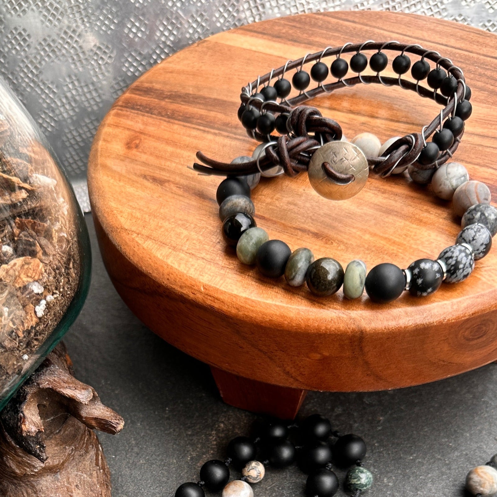 Handcrafted mala with vibrant harmony-inspired beads