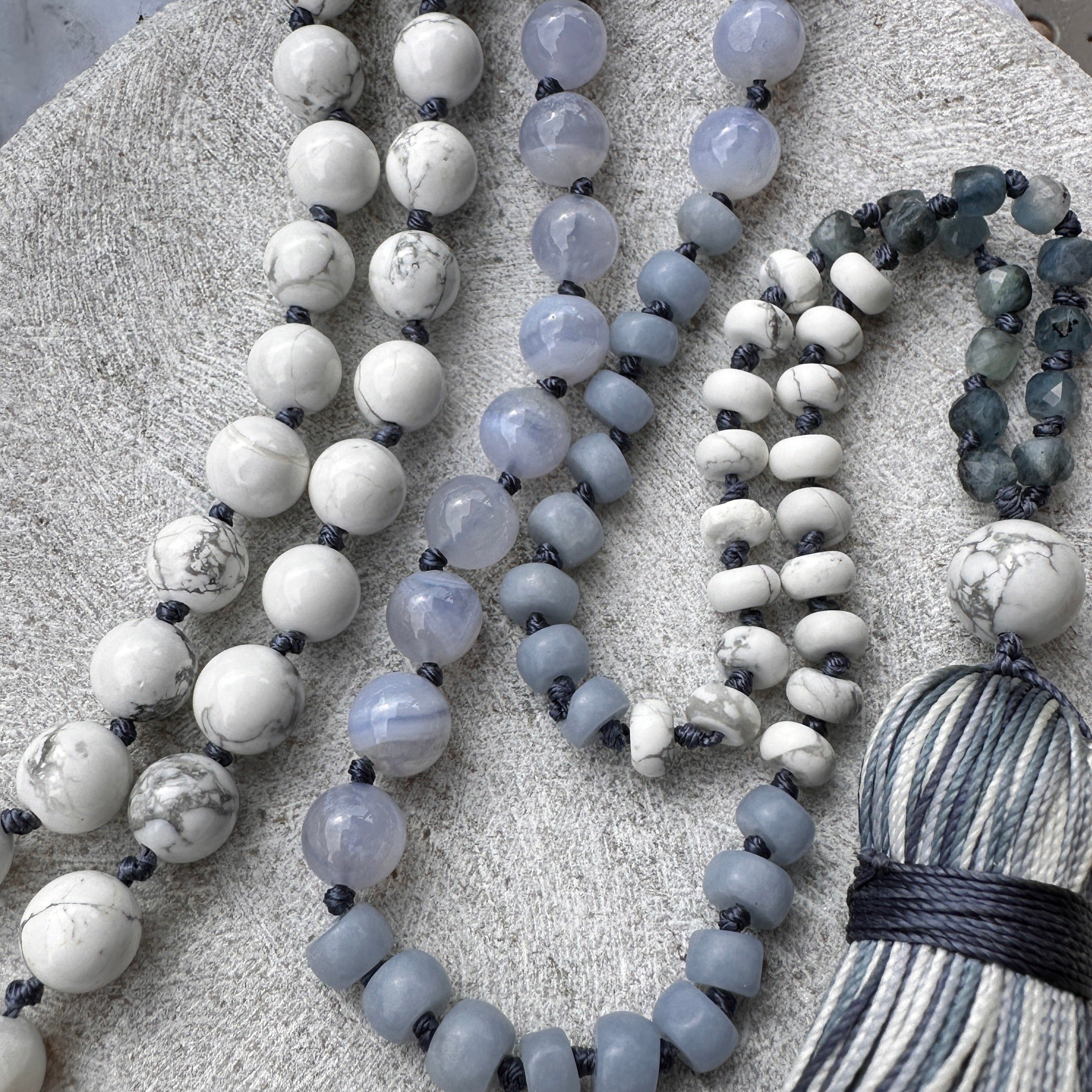 Handcrafted mala with vibrant grecian-inspired beads