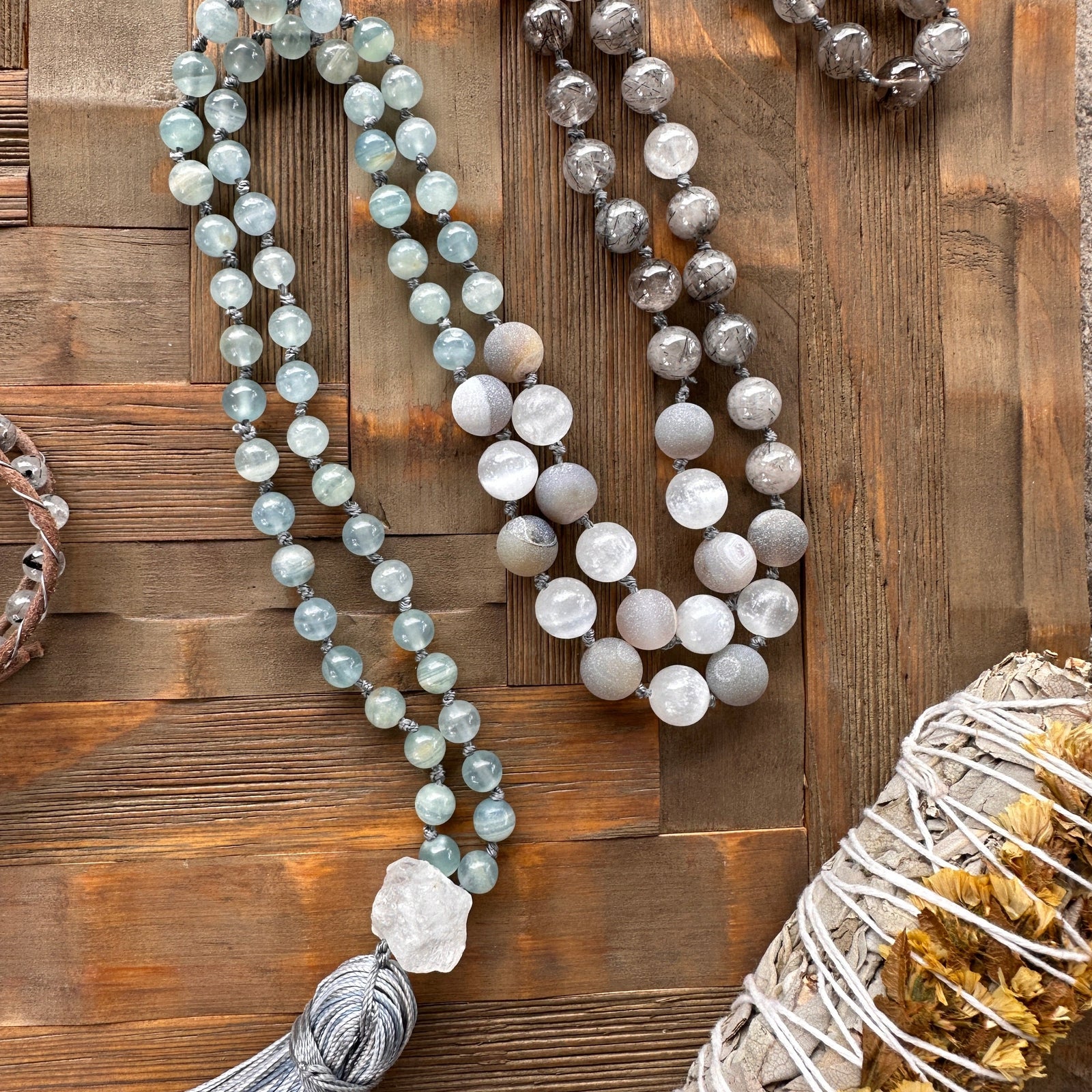 Handcrafted mala with vibrant etherial-inspired beads