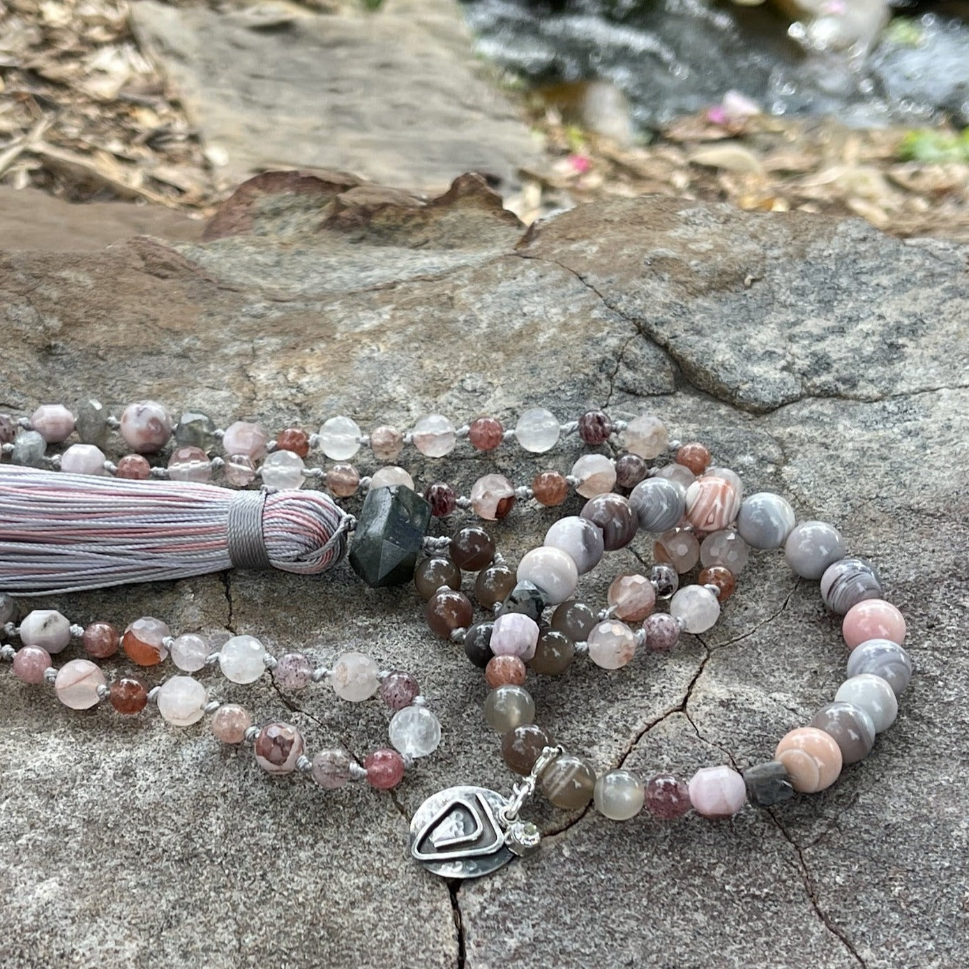 Handcrafted mala and bracelet with vibrant harmony-inspired beads